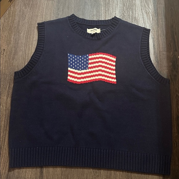 NWT Anthropologie Porridge Crew-Neck USA 🇺🇸 Flag Sweater Vest ⚜️ - Picture 6 of 7